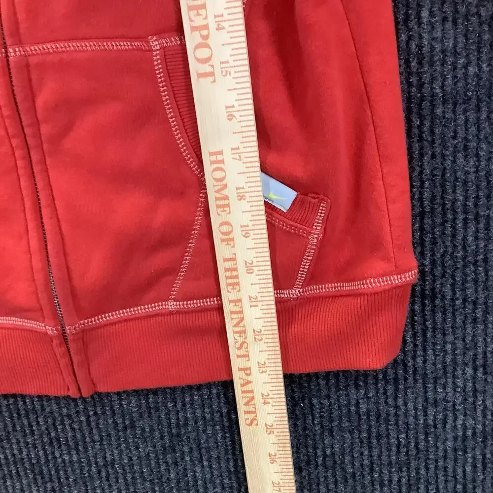 Nike Hoodie Youth Large Red Full Zip Fleece Swoosh Athletic Logo Sweatshirt
